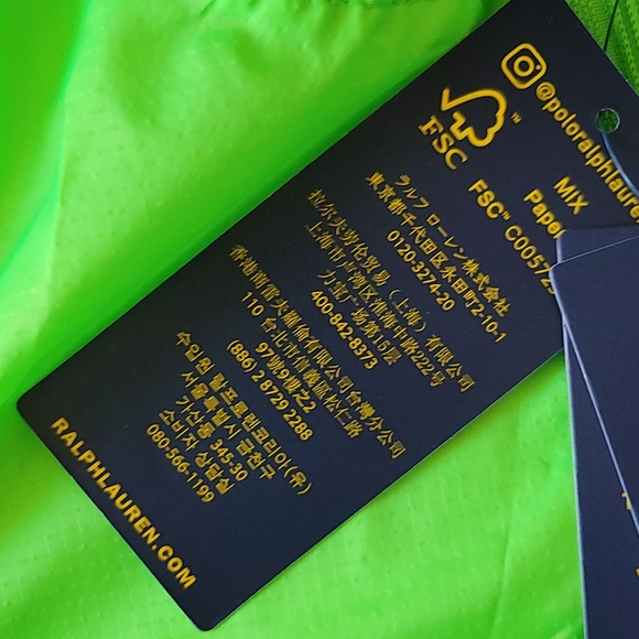 Ralph Lauren Windbraker Jacket Packable Water Resistent Sze 5 Green Neon Color - Picture 9 of 17
